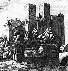 Bild: Die Burg Runkel um 1800.